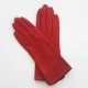 Leather gloves of lamb Pj red and black "FENELON"