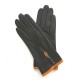 Leather gloves of lamb evergreen and maize "MARGUERITTE"