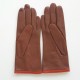 Leather gloves of lamb cognac and orange "MARGUERITTE"