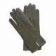 Leather gloves of grey and ecru "GISELE"