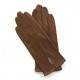 Leather gloves of lamb gingerbread and white "GISELE"