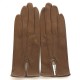 Leather gloves of lamb gingerbread and white "GISELE"