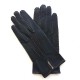 Leather gloves of navy and ecru "GISELE"