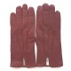 Leather gloves of maroon "GISELE"