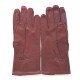 Leather gloves of maroon "GISELE"