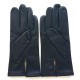 Leather gloves of lamb navy "HENRI"