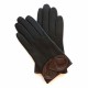 Gants en cuir d'agneau marron et chocolat "PEUPLIER".