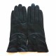 Gants en cuir d'agneau noir "Hongrie".