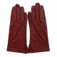 Gants en cuir d'agneau bordeaux "CAMPANULE".