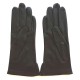Gants en cuir d'agneau marron et orange "CAMPANULE".