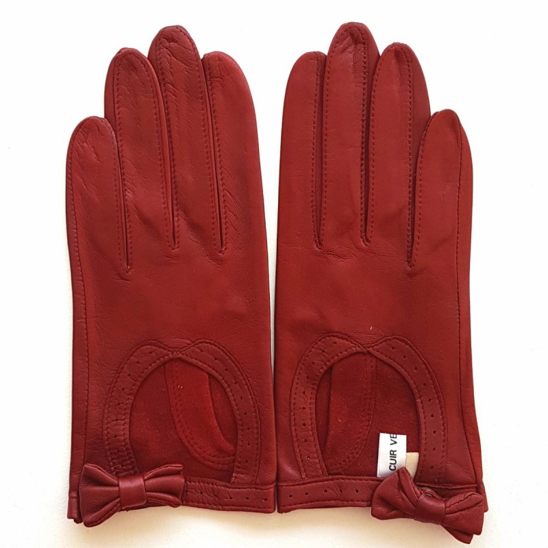 dark red leather gloves