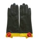 Leather Gloves of lamb khaki, orange, anise green "MIRABLIS".