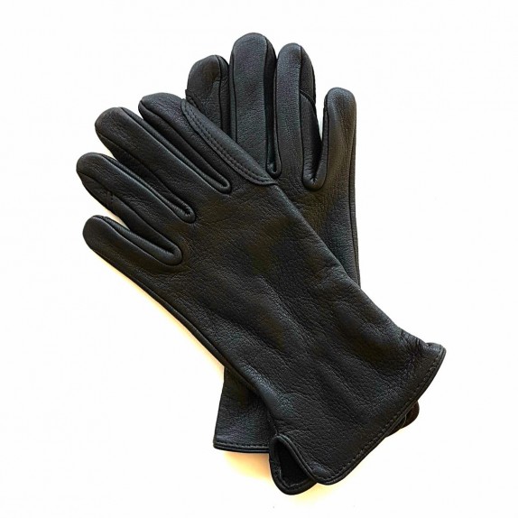 Gants en cuir de cerf noirs "CAVALIER".