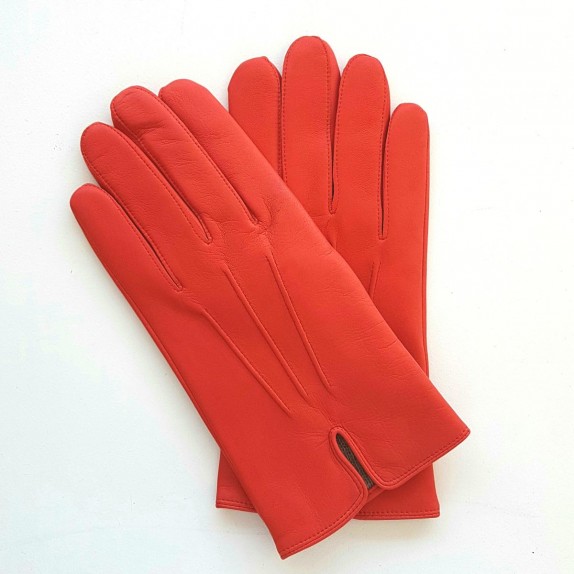 Gants en cuir d'agneau capucine "COWBOY".