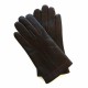 Gants en cuir d'agneau marron et orange "HENRI".