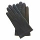 Leather gloves of lamb black and red "HENRI"