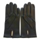 Leather gloves of lamb black and purple "HENRI"