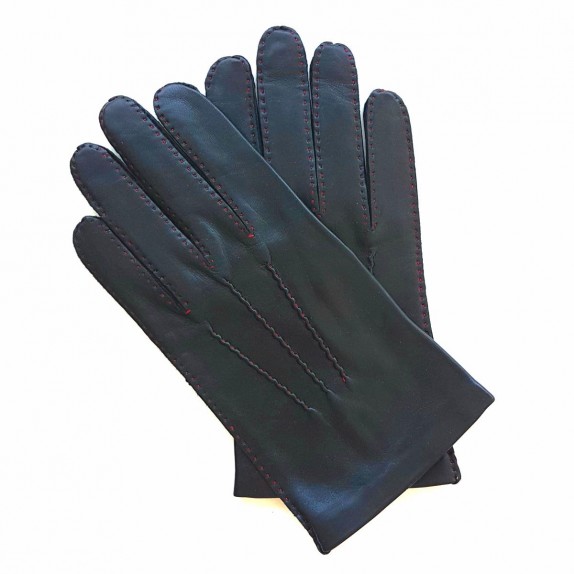 Gants en cuir d'agneau noir et rouge "PIERRE".