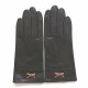 Gants en cuir d'agneau marron et sable "ANEMONE".