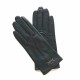 Leather gloves of lamb black and grey "ANEMONE"