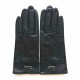 Gants en cuir d'agneau noir et gris "ANEMONE".