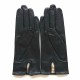 Gants en cuir d'agneau noir et gris "ANEMONE".