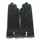 Leather gloves of lamb black and grey "ANEMONE"