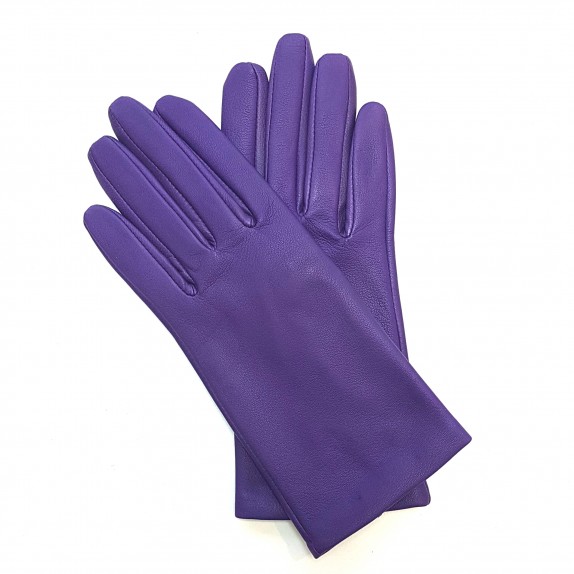 Leather gloves of lamb amethyst "CAPUCINE"