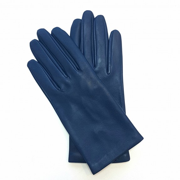 Gants en cuir d'agneau indigo "CAPUCINE".