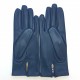 Gants en cuir d'agneau indigo "CAPUCINE".