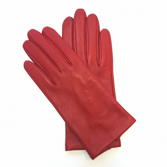 Leather gloves of lamb red "CAPUCINE".