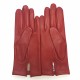 Gants en cuir d'agneau rouge "CAPUCINE".