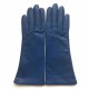 Gants en cuir d'agneau indigo "COLINE".