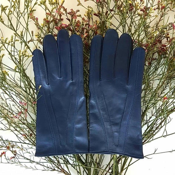 Gants en cuir d'agneau indigo "STEEVE".