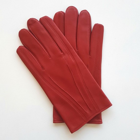 Gants en cuir d'agneau rouge "STEEVE".