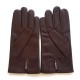 Leather gloves of lamb maroon, red, black "AKANO".
