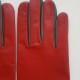 Gants en cuir d'agneau rouge, gris"TWIN H".