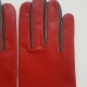 Leather gloves of lamb red, grey "TWIN H"