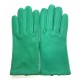 Leather gloves of lamb emerald "CAPUCINE"