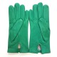 Leather gloves of lamb emerald "CAPUCINE"