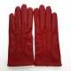 Leather gloves of lamb red "HENRI"