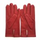 Leather gloves of lamb red "RAPHAËL".