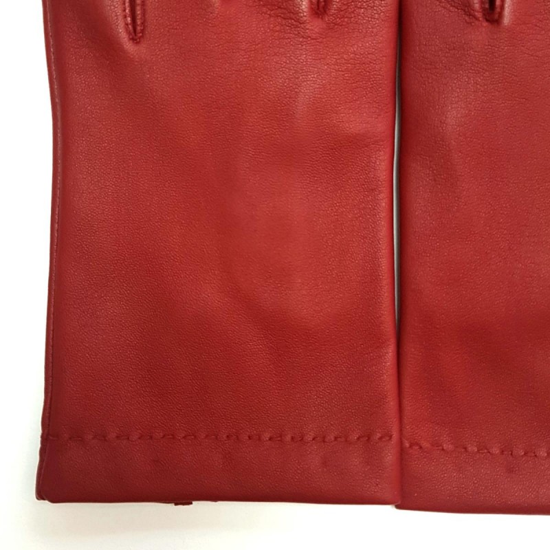 Leather Gloves of Lamb Red Raphaël Lining Silk.