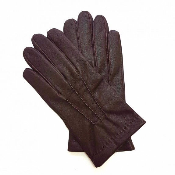 Gants en cuir d'agneau bordeaux "HENRI".