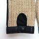 Leather mittens of lamb and cotton hooks black and ecru "MICHELE".