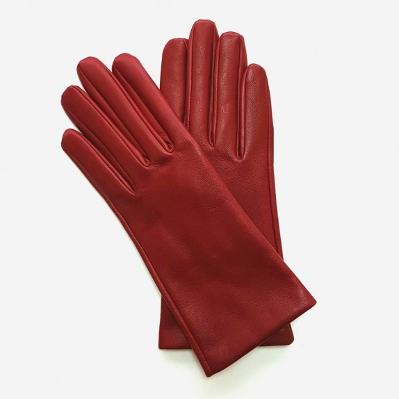 Leather gloves of lamb red h "CAPUCINE"