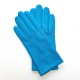 Leather gloves of lamb turquoise "CAPUCINE"