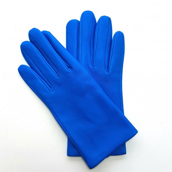 blue leather gloves