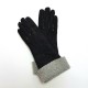 Gants en cuir d'agneau lainé noir "ZOIA".