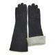 Gants en cuir d'agneau lainé noir "ZOIA".